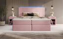 Boxspringbett Voyage s LED osvetlením a úložným priestorom, potiahnuté zamatom