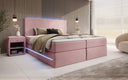 Boxspringbett Voyage s LED osvetlením a úložným priestorom, potiahnuté zamatom