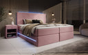 Boxspringbett Voyage s LED osvetlením a úložným priestorom, potiahnuté zamatom
