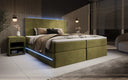 Boxspringbett Voyage s LED osvetlením a úložným priestorom, potiahnuté zamatom