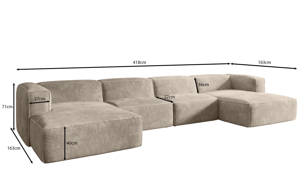 Dizajnová pohovka Comfy U v prevedení Cord
