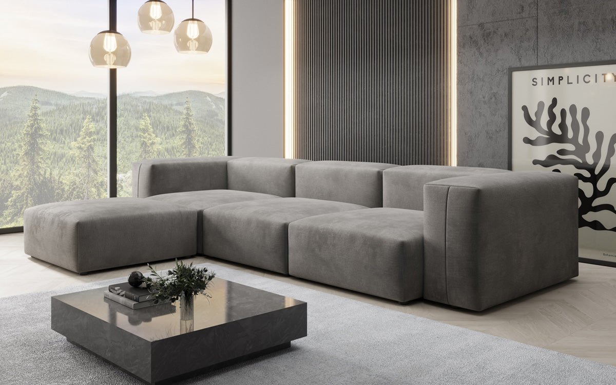 Designer L Sofa Snug in Samt