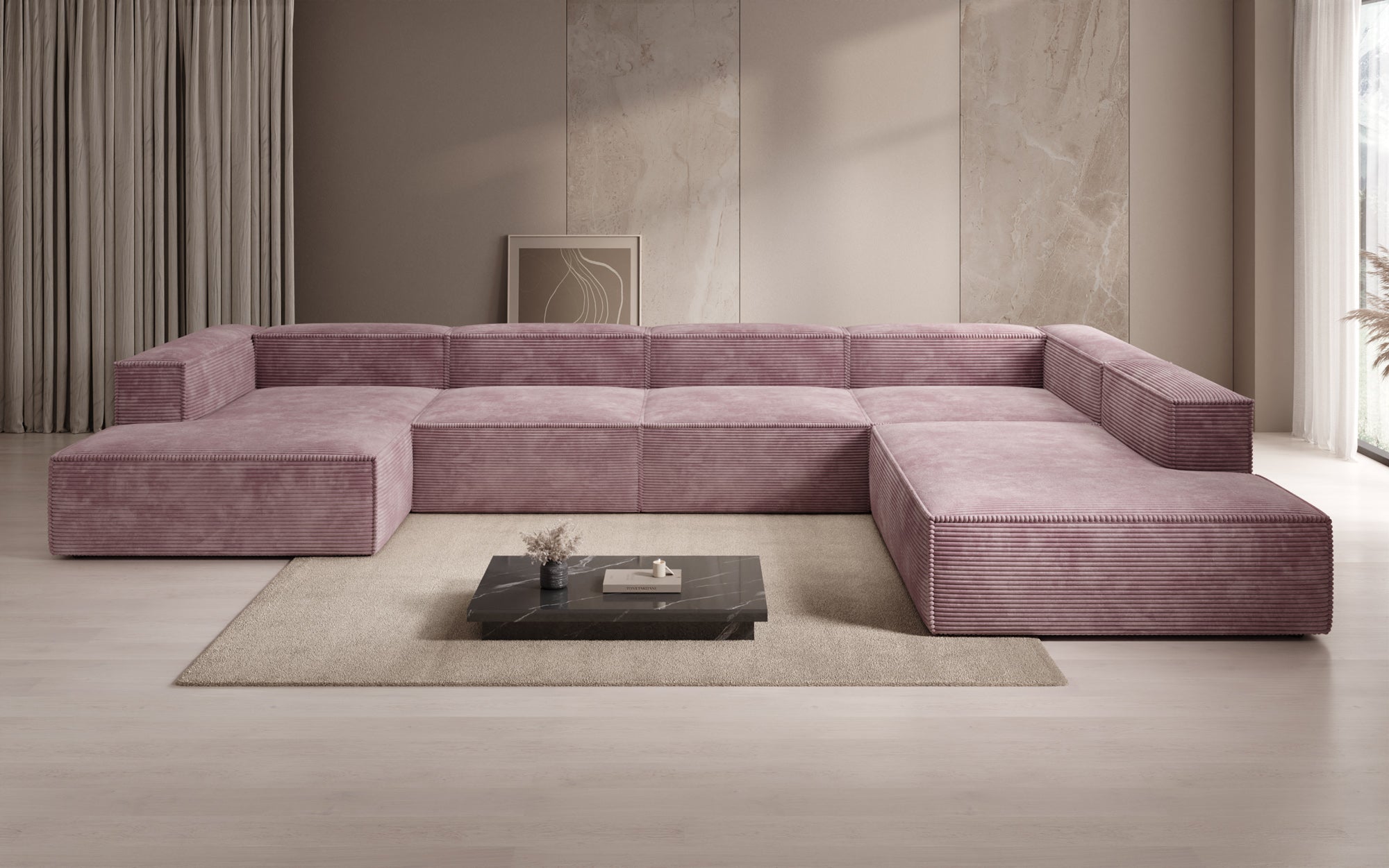 Designer Sofa Lesley U XXL in Cord