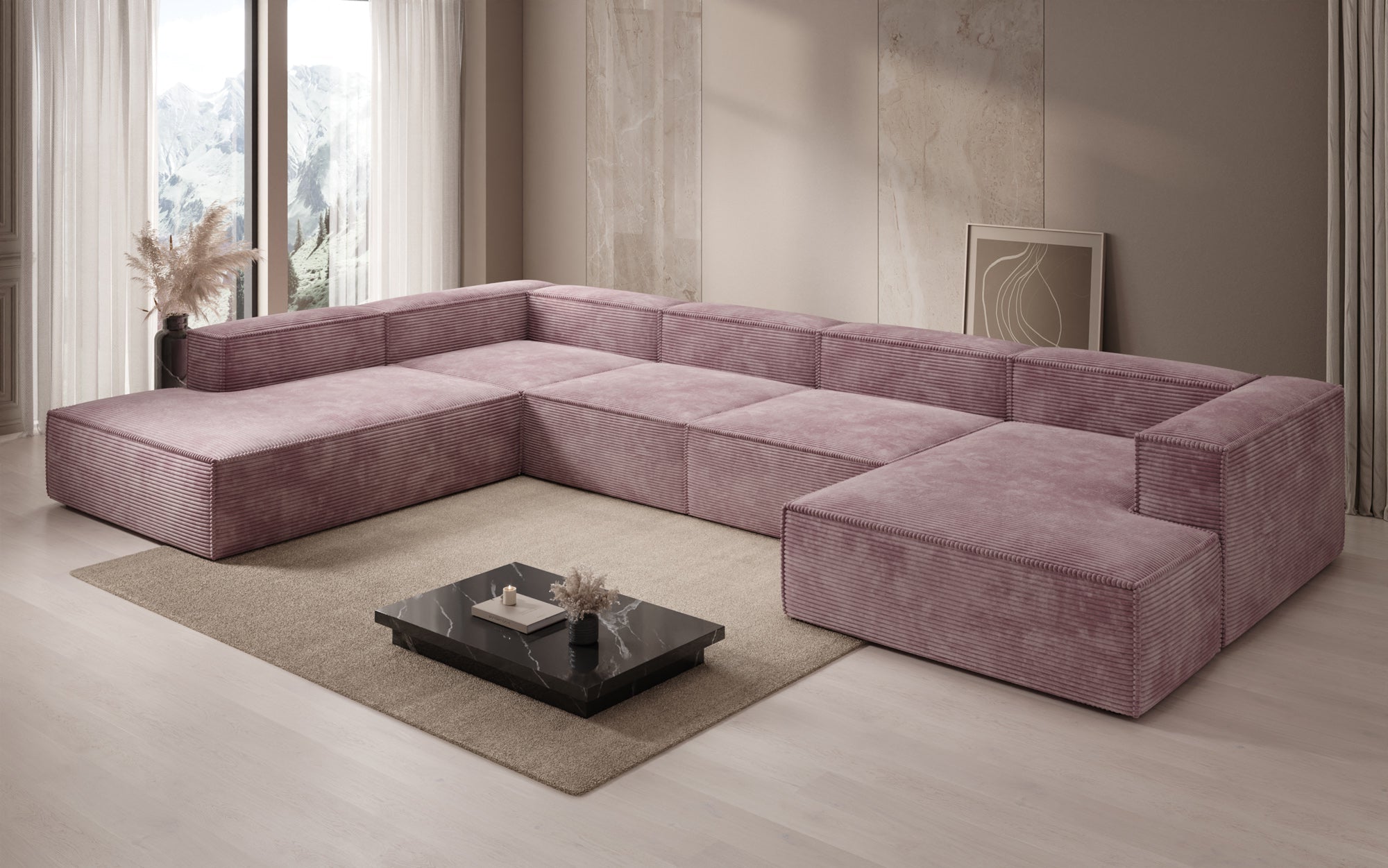 Designer Sofa Lesley U XXL in Cord