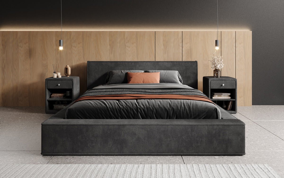 Dizajnérska čalúnená posteľ Harmon so stauraumom