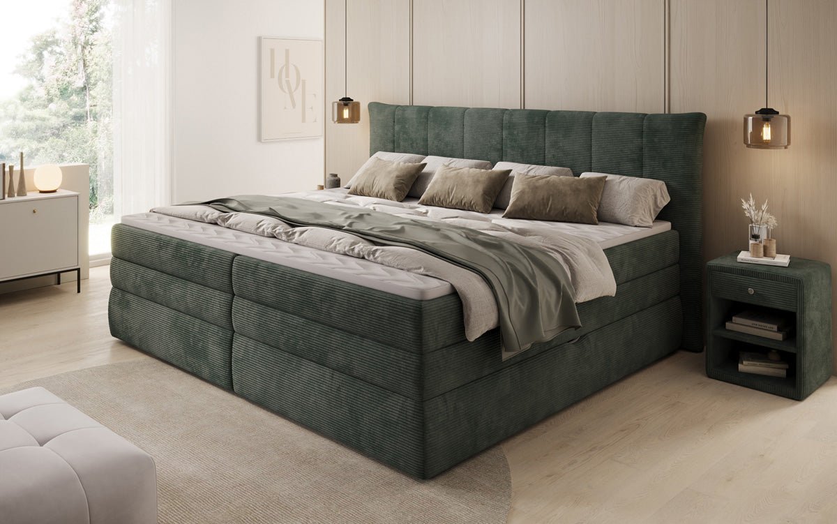 Familien Boxspringbett Stella in 220/240x200 mit Stauraum in Cord