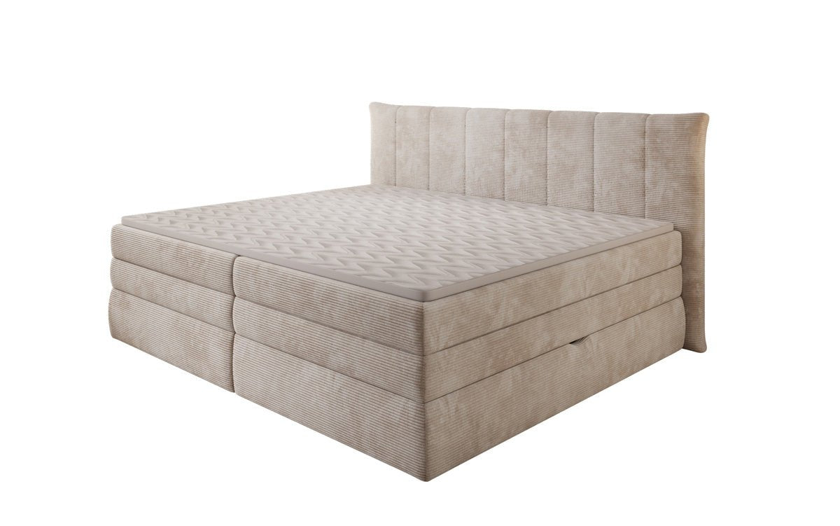 Familien Boxspringbett Stella in 220/240x200 mit Stauraum in Cord