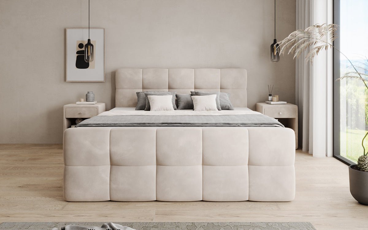 Boxspringbett Cozy Samt mit Stauraum