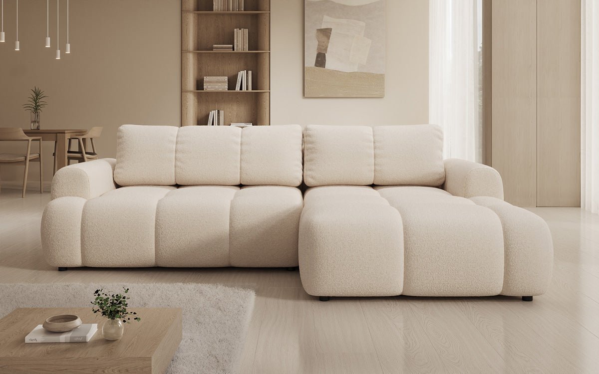 Designer Sofa Analfi L mit Schlaf- und Klappfunktion in Bouclé