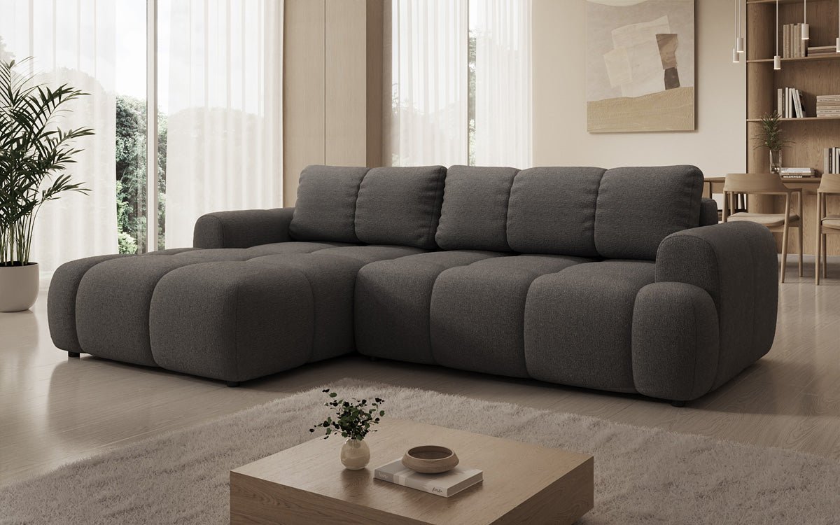 Designer Sofa Analfi L mit Schlaf- und Klappfunktion in Bouclé