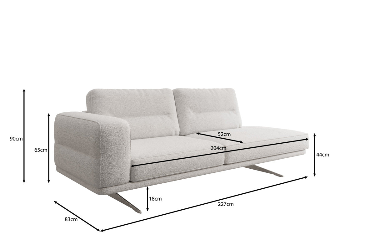 Designer Sofa-Chaiselongue Torino in Bouclé