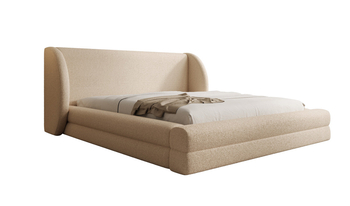 Designer Polsterbett Liv in Teddy Bouclé mit Stauraum