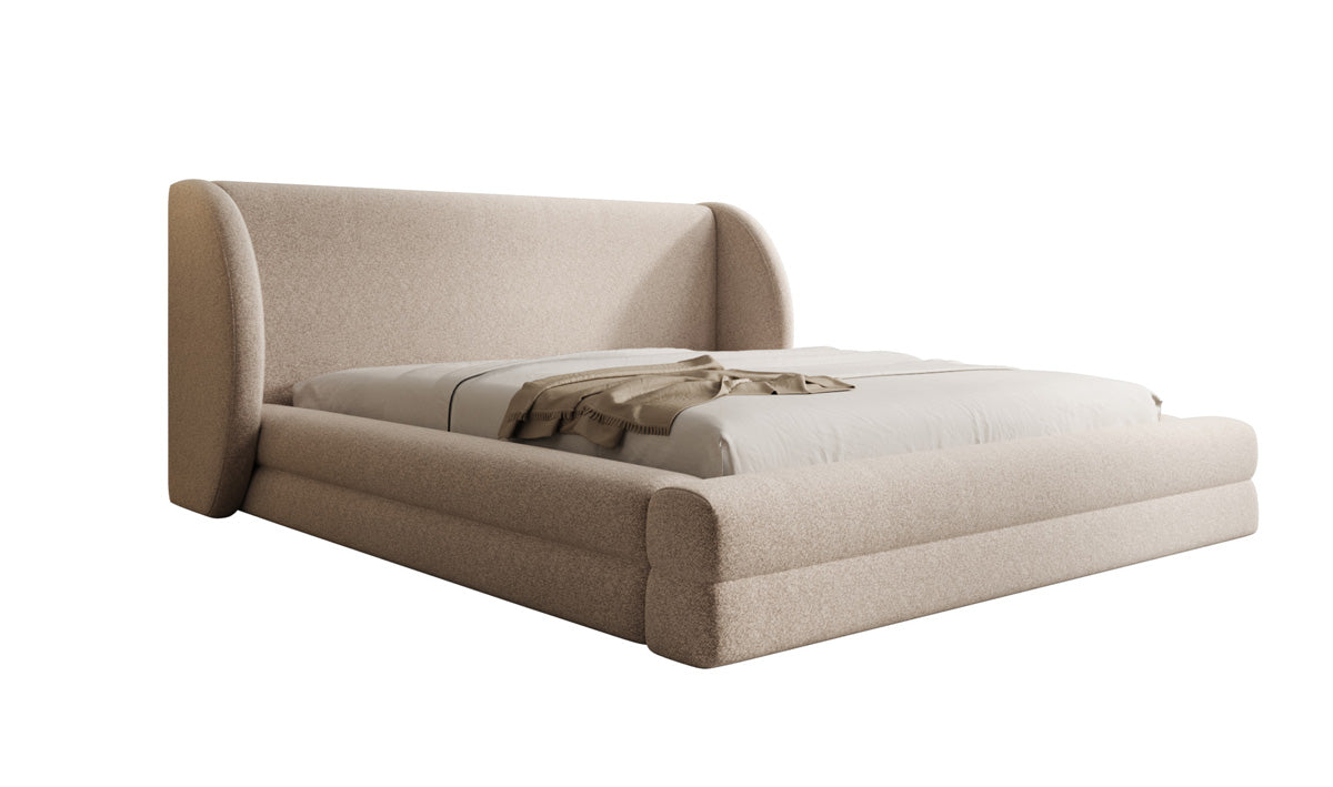 Designer Polsterbett Liv in Strukturstoff mit Stauraum