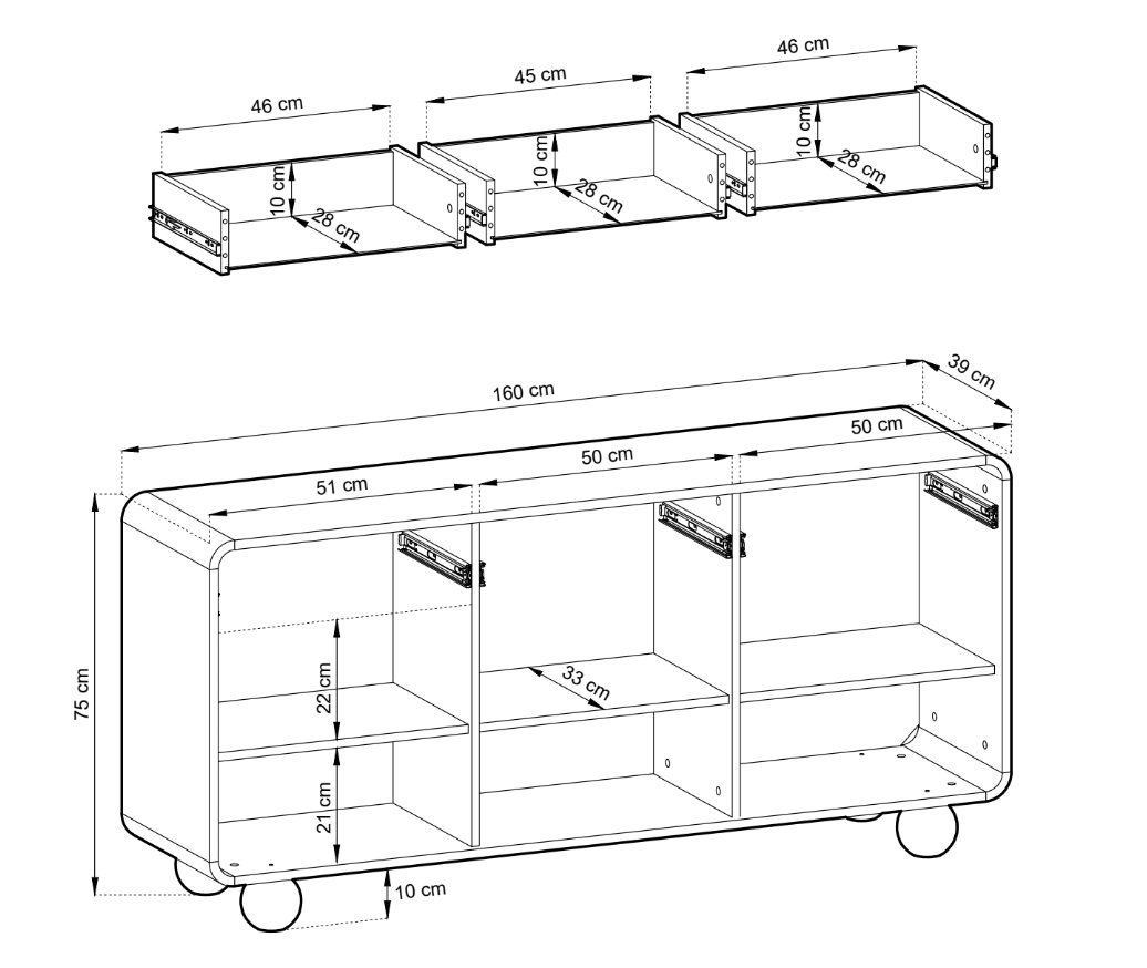 Dizajnová komoda Layla 160 cm