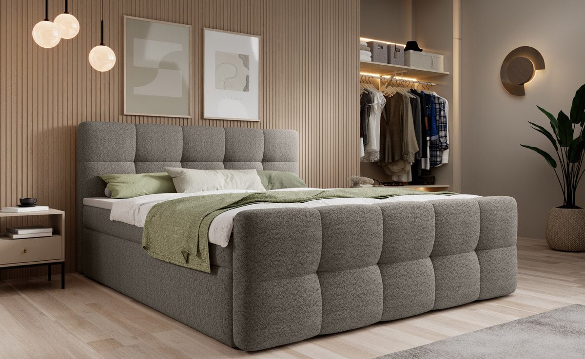 Boxspringová posteľ Cozy Bouclé so stauraumom