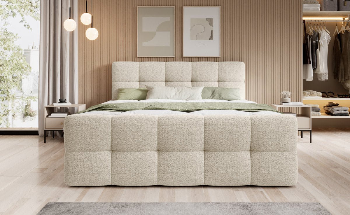 Boxspringová posteľ Cozy Bouclé so stauraumom