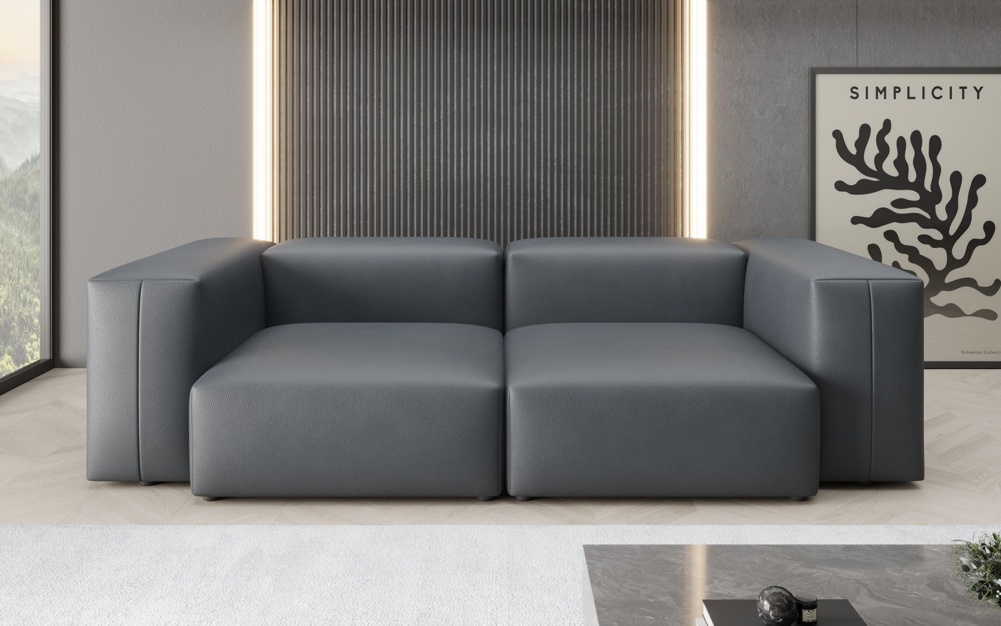 Designer 2 Sitzer Sofa Snug in Echtleder