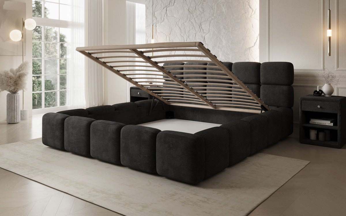 Designer Polsterbett Matilda Cord mit Stauraum