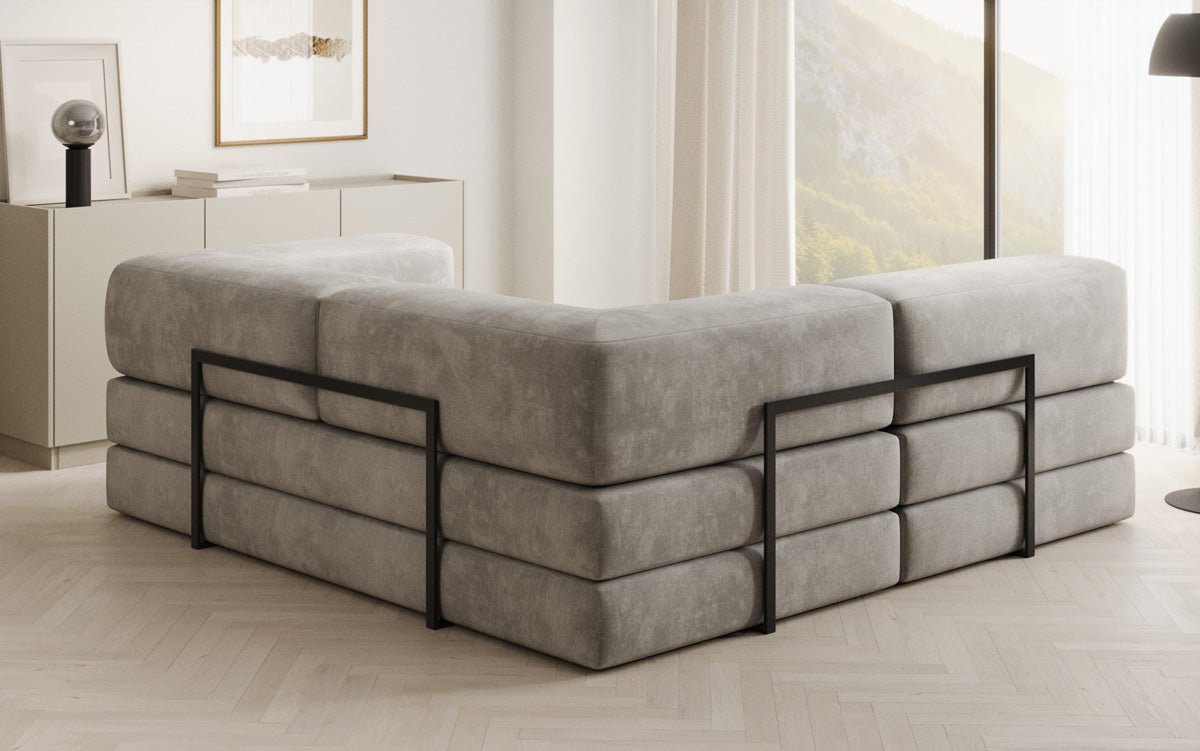 Dizajnová pohovka Lazy L Mini v zamatovom prevedení