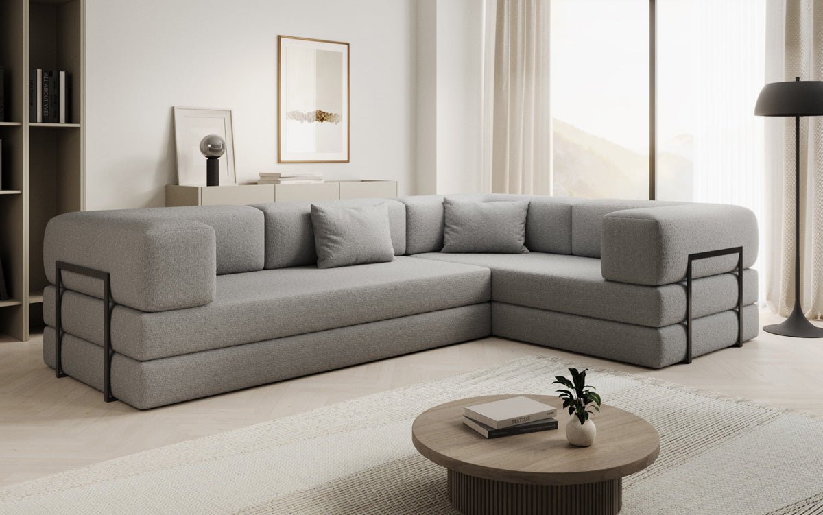 Designer Sofa Lazy L geschlossen in Bouclé
