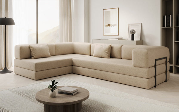 Designer Ecksofa Lazy in Bouclé