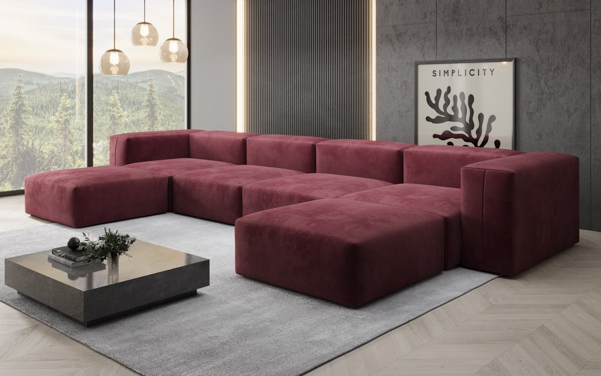 Dizajnérska pohovka U Sofa Snug v zamatovom prevedení