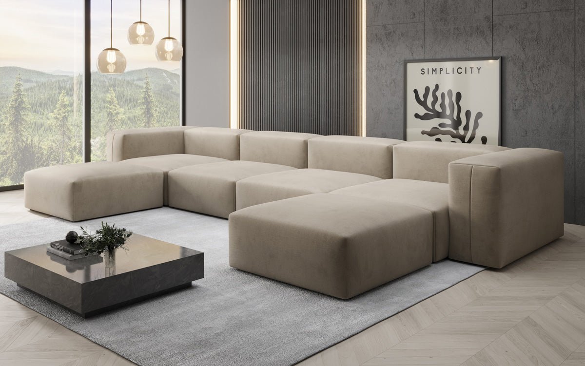 Dizajnérska pohovka U Sofa Snug v zamatovom prevedení