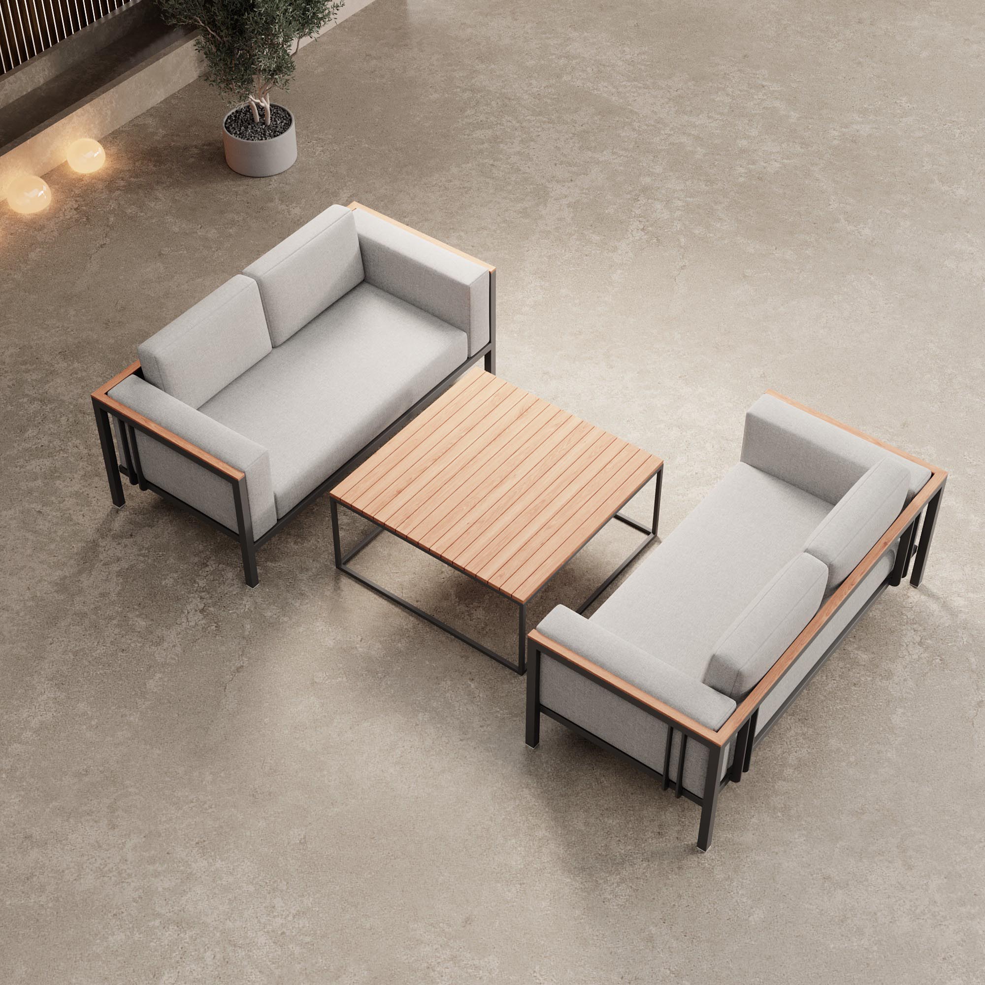 Euphoria – 2 Loungesofas & Tisch aus Aluminium | Aevora™ Kollektion