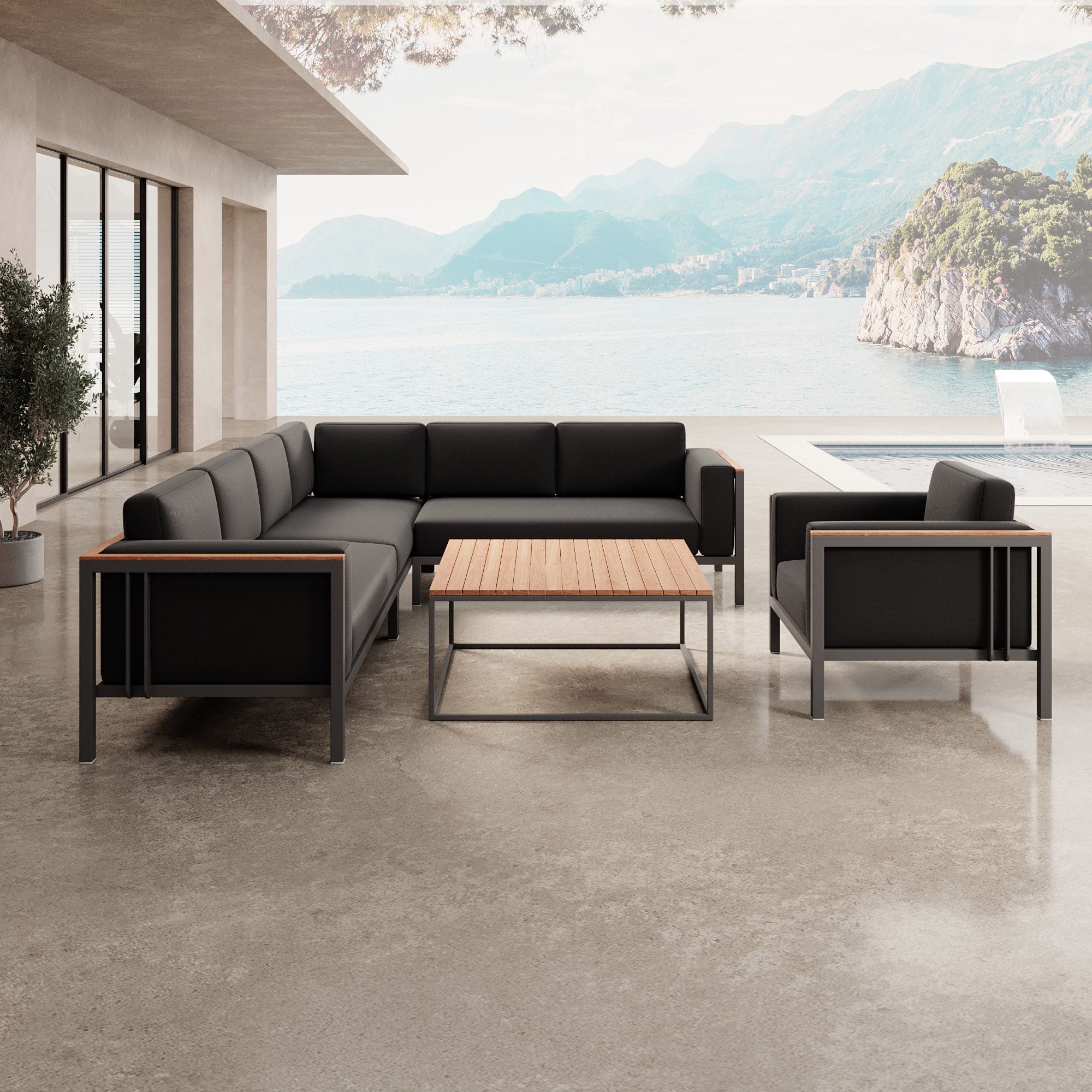 Euphoria – Ecklounge, Loungesessel & Tisch aus Aluminium | Aevora™ Kollektion