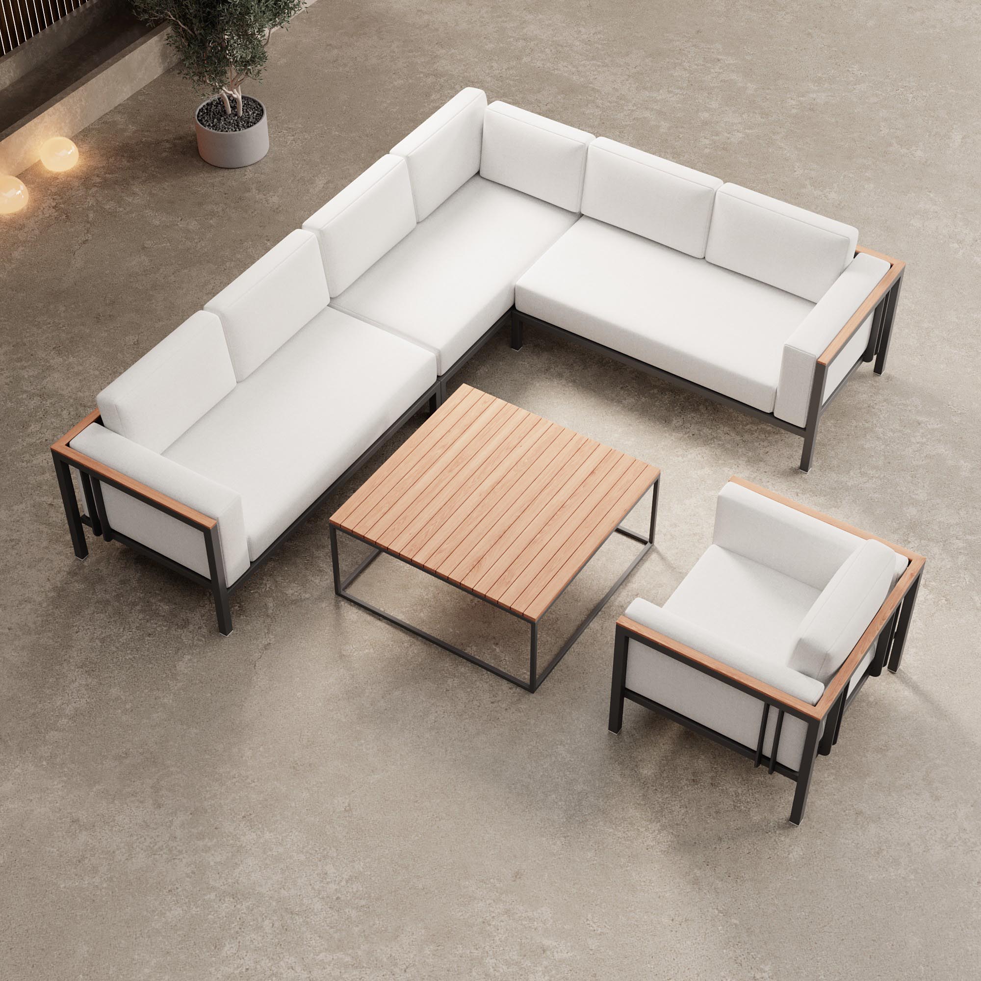 Euphoria – Ecklounge, Loungesessel & Tisch aus Aluminium | Aevora™ Kollektion