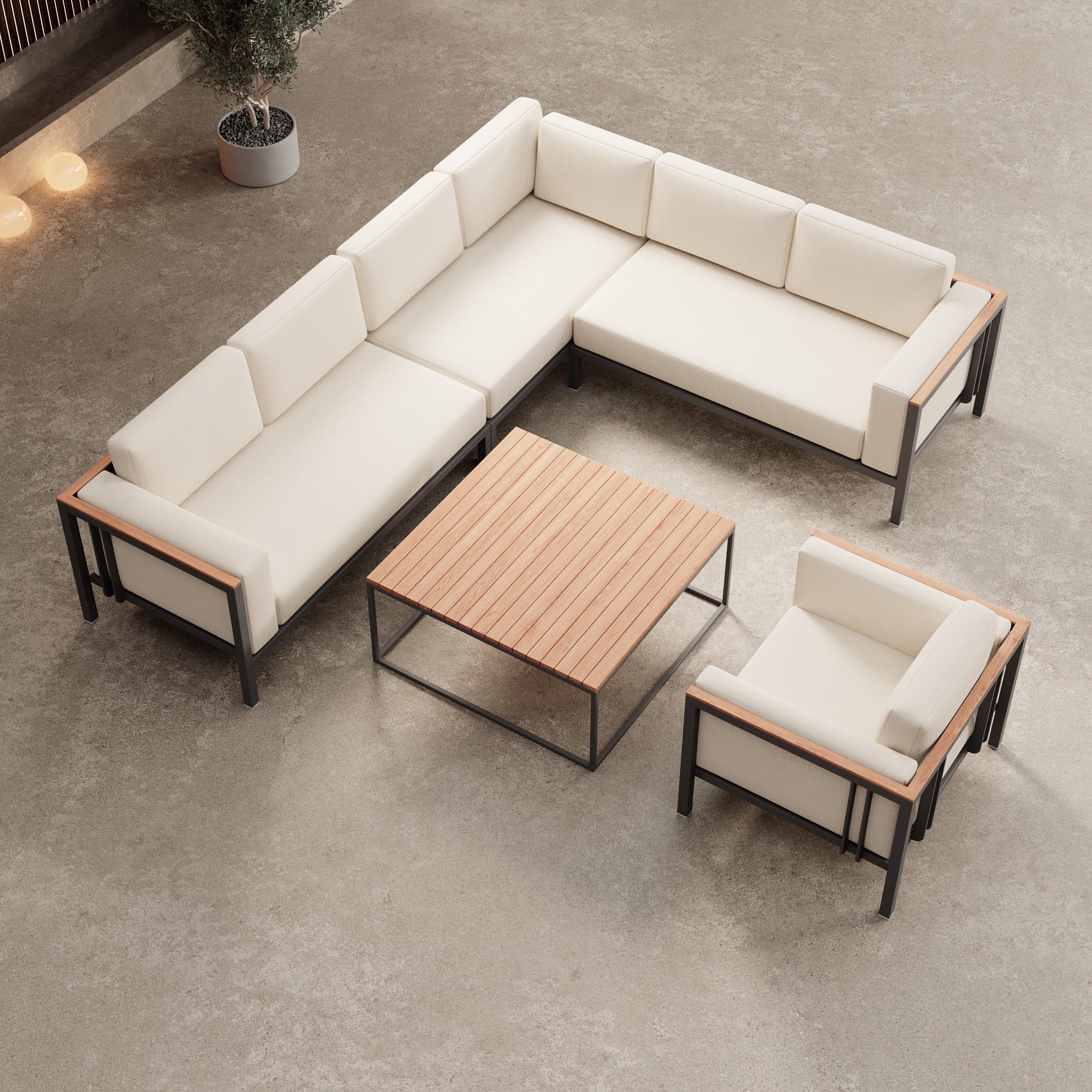 Euphoria – Ecklounge, Loungesessel & Tisch aus Aluminium | Aevora™ Kollektion
