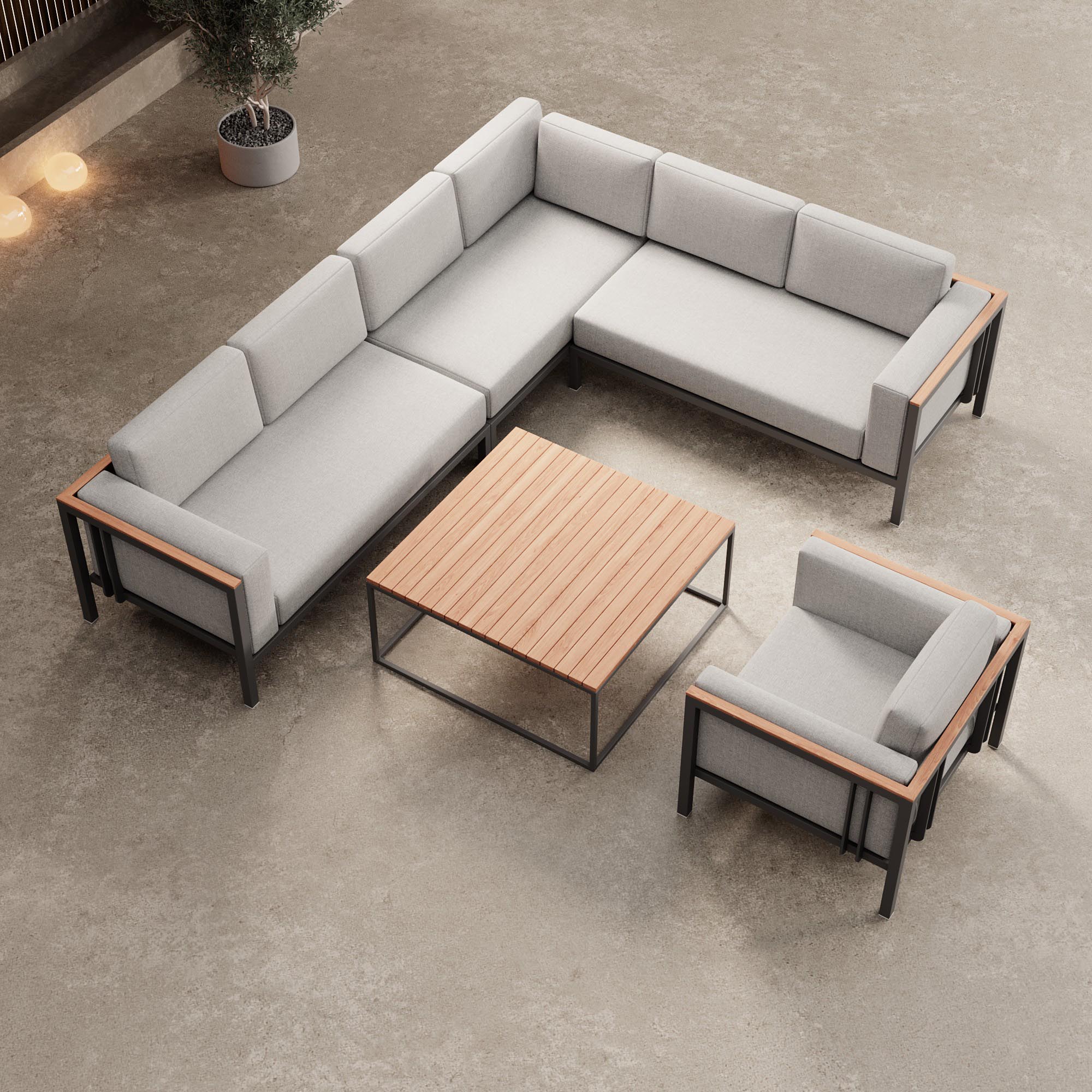Euphoria – Ecklounge, Loungesessel & Tisch aus Aluminium | Aevora™ Kollektion