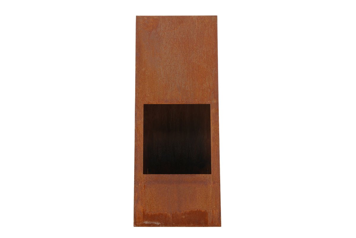 Feuerkorb Thomas - eckiger Stahlkamin in Rusty Orange