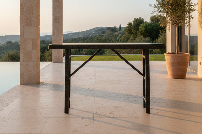 Garten Beistelltisch Pandora - Aus Rattan und Glas in Schwarz