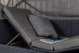 Garten Daybed Merano – Outdoor-Liege mit Sonnendach aus Polyrattan in Schwarz