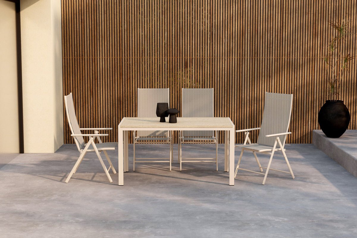 Garten Essgruppe Lorette – 5-teiliges Gartenmöbel-Set in Schwarz oder Beige