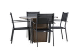 Garten Essgruppe Nordic – 5-teiliges Gartenmöbel-Set mit braunem Tisch aus Aluminium