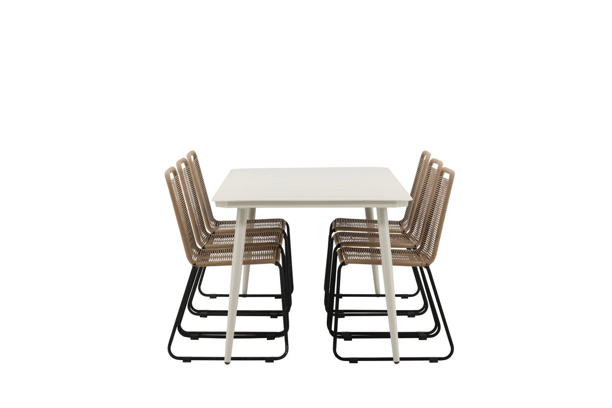 Garten Essgruppe Teneriffa– 7-teiliges Gartenmöbel-Set Beige/Braun