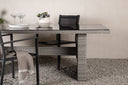 Garten Esstisch Valerio - 200x100 cm aus grauem Rattan mit Glasplatte