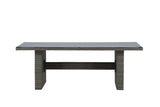 Garten Esstisch Valerio - 200x100 cm aus grauem Rattan mit Glasplatte