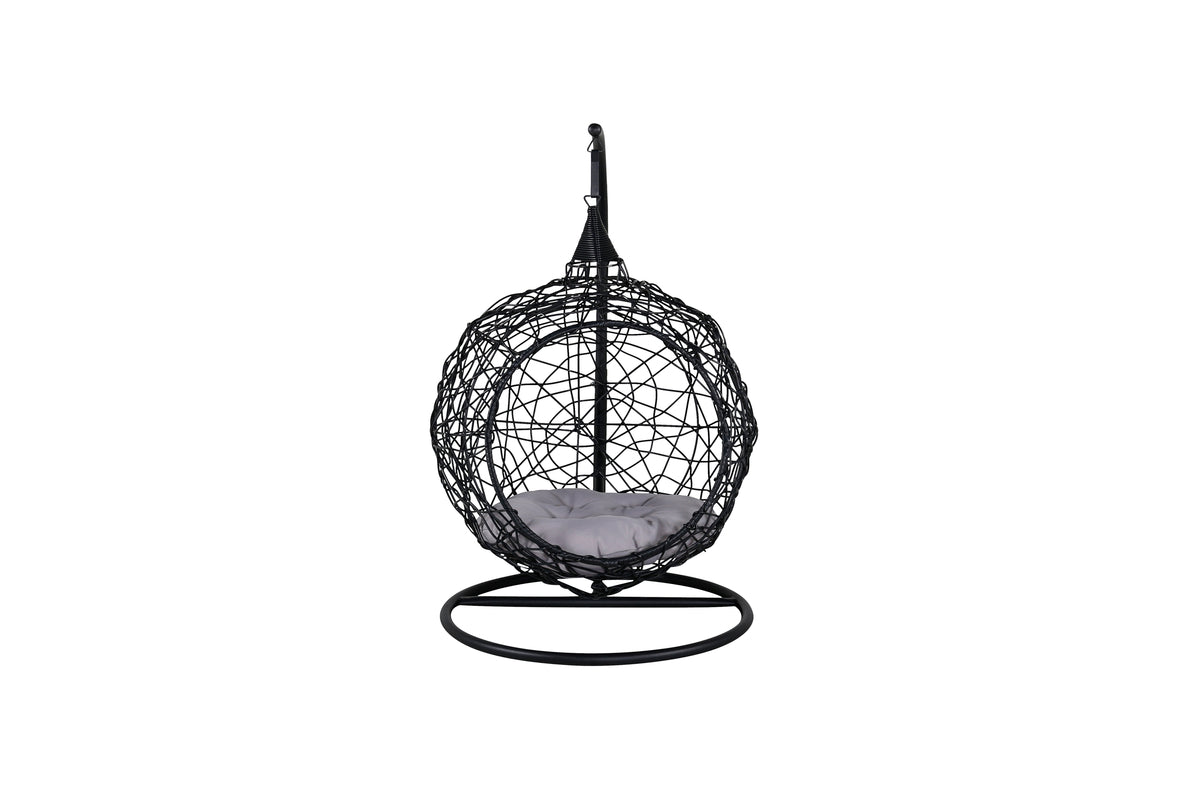 Garten Hängesessel Layla - aus Rattan/Metall in Schwarz