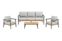 Garten Lounge Set Alviora – mit Aluminiumgestell und Holzoptik-Akzenten