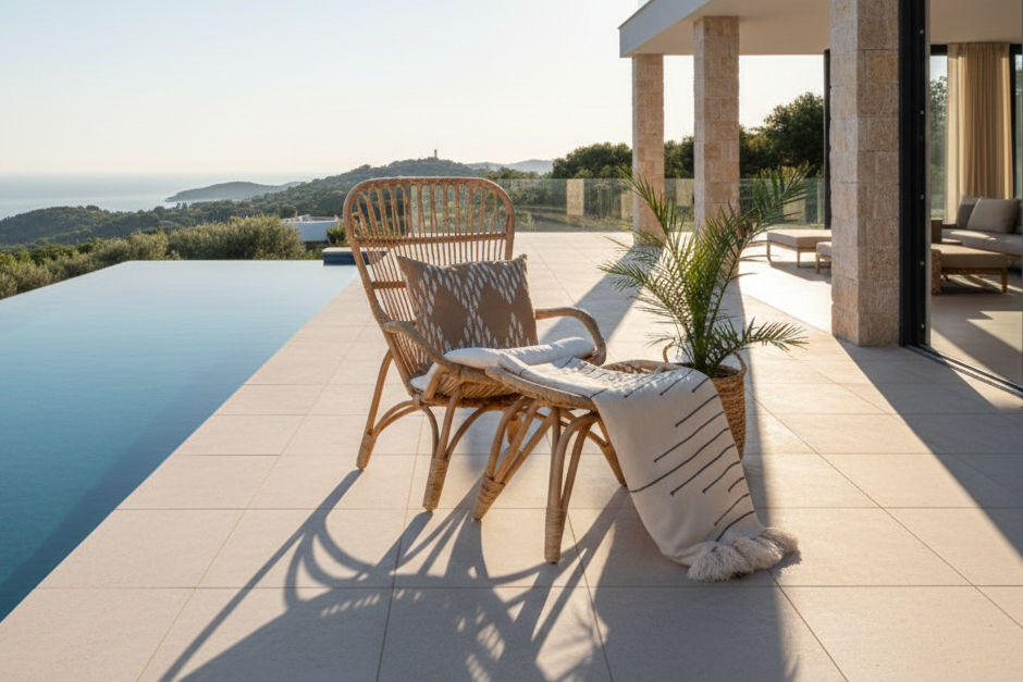 Garten-Loungesessel Elenore - in Natur inklusive Kissen