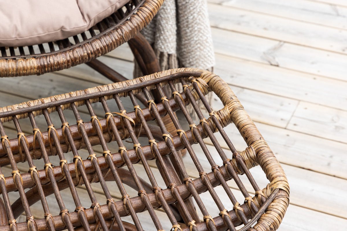 Garten-Loungesessel Neapel - aus Bambus und Rattan in Walnussbraun