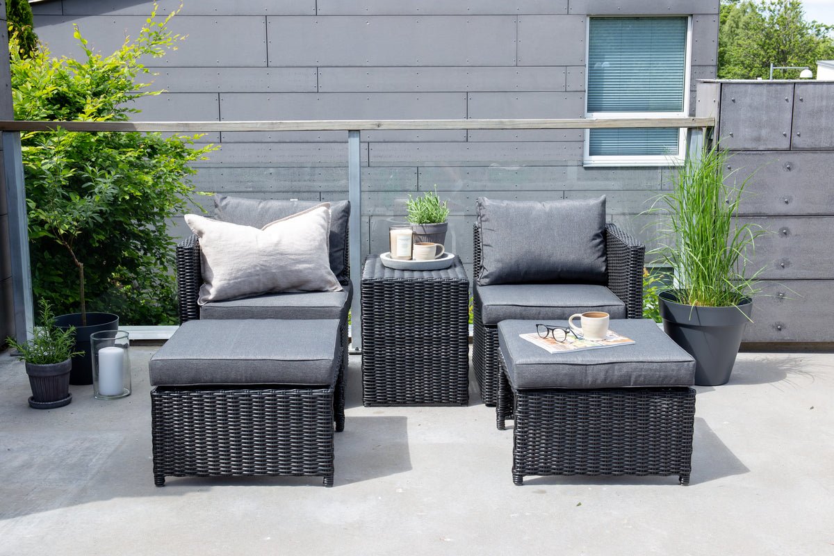 Garten Loungeset Dakar - aus schwarzem Kunstfaser-Rattan