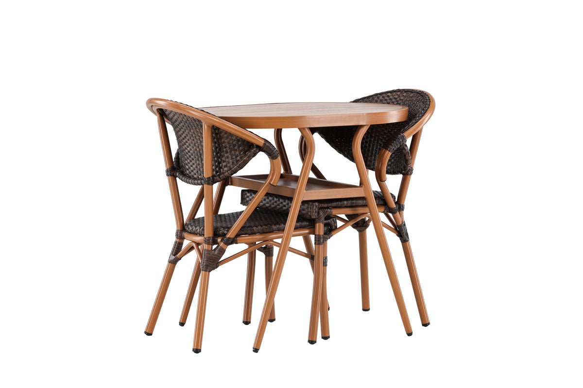 Garten Loungeset Elyon – 3-teiliges Set mit 2 Stühlen & Tisch in Braun