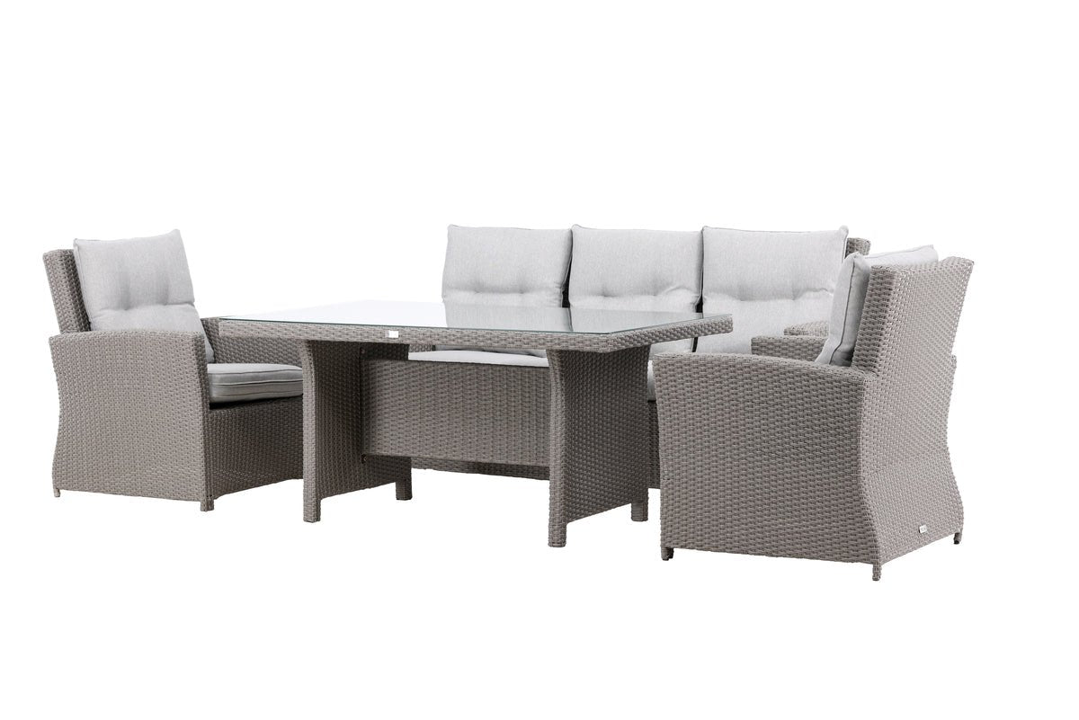 Garten Loungeset Henry – mit Glasplatte & Sitzkissen