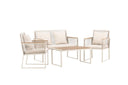 Garten Loungeset Janel – 4-teilig mit Holztisch in Beige
