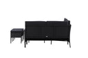 Garten Loungeset Jess – 5-teilig aus schwarzem Kunstrattan mit Glastisch