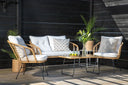 Garten Loungeset Raina – 4-teiliges Set mit Glasplatte & Kissen